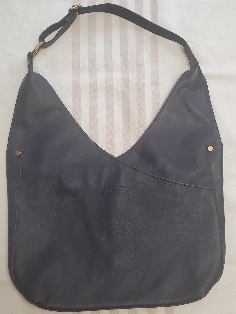 American Leather Co. Aly Leather Hobo Bag - Dark Navy